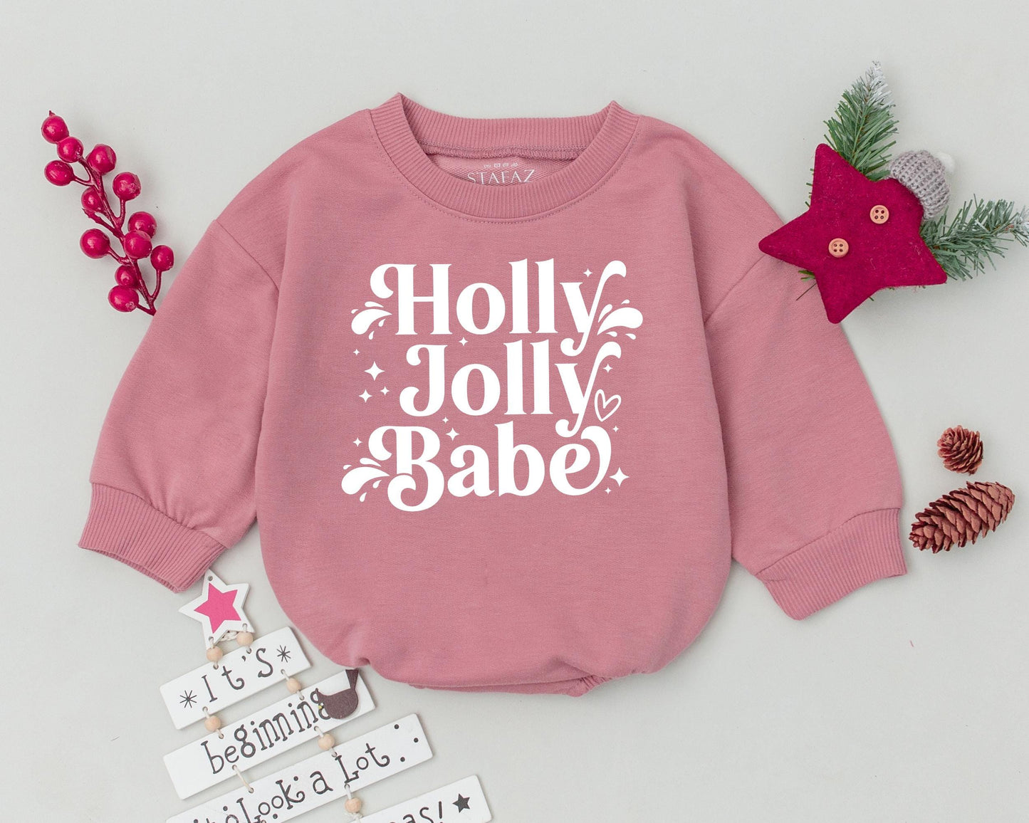 Vintage Christmas Baby Romper - Holiday Outfit, First Xmas Gift