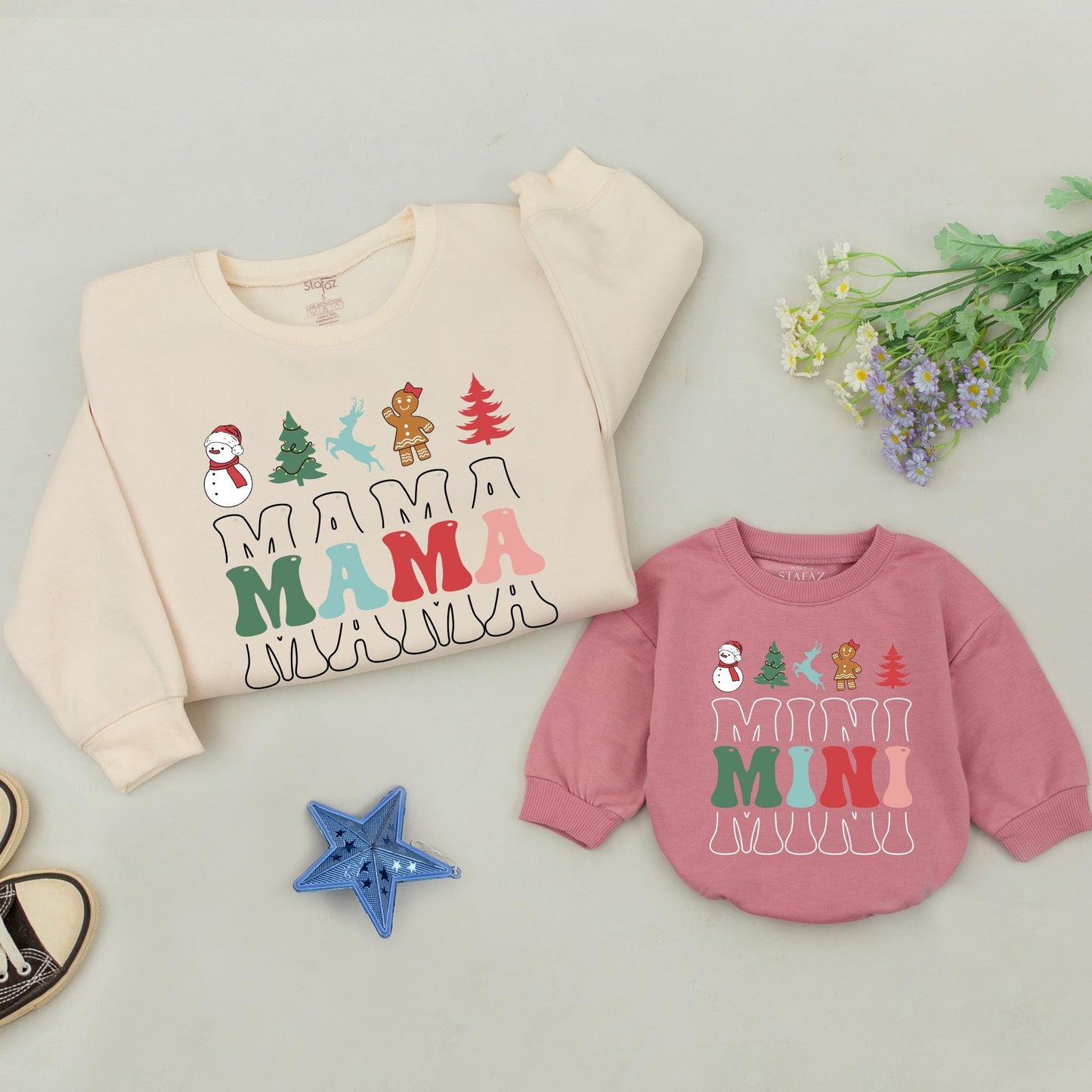 Matching Family Christmas Sweaters: Mama & Mini, Dada & Baby Outfits