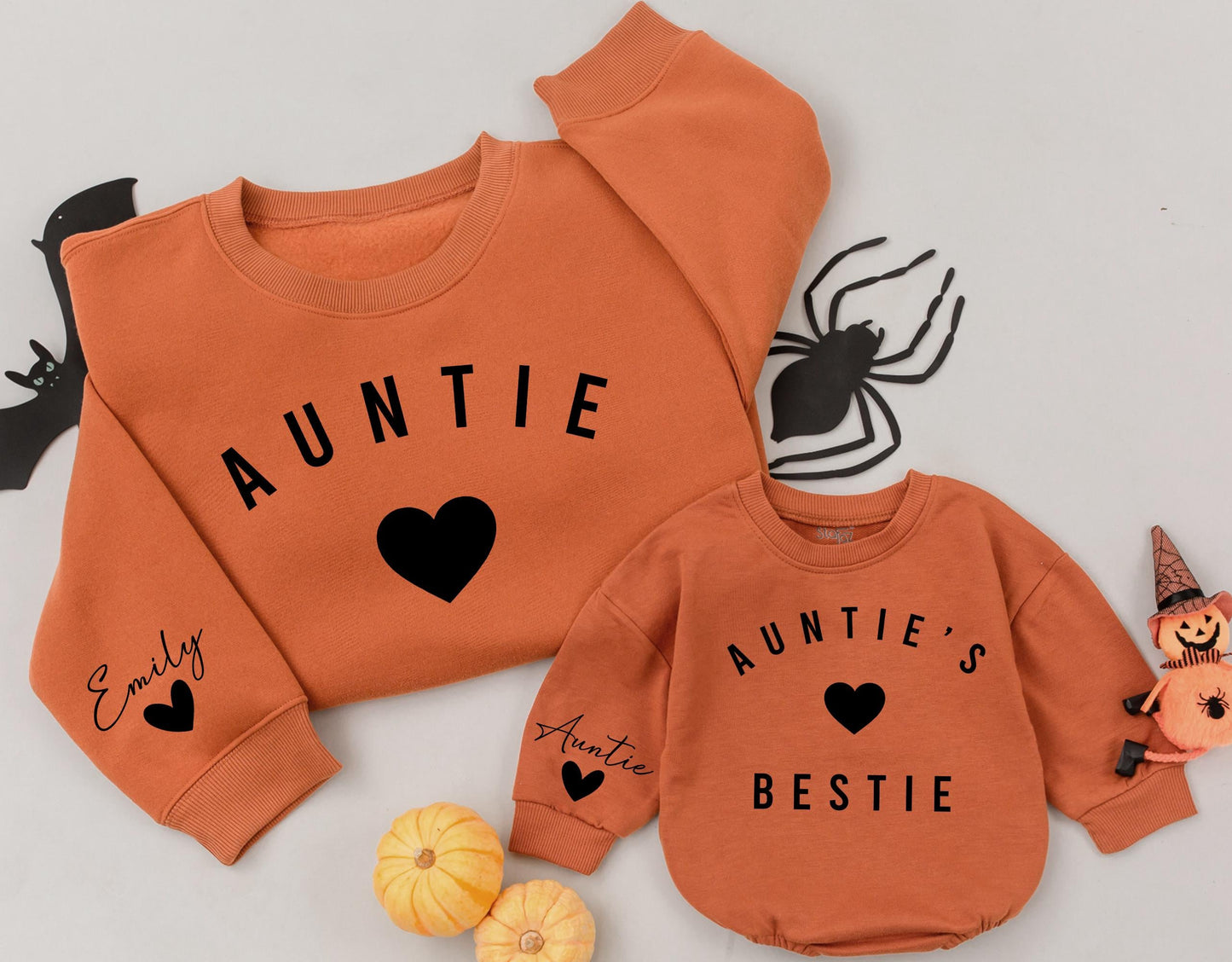 Auntie & Me Matching Sweatshirts: Personalized Auntie's Bestie Gift Set, Custom Aunt Niece Nephew Outfit, Modern Minimalist Aunt Christmas Present