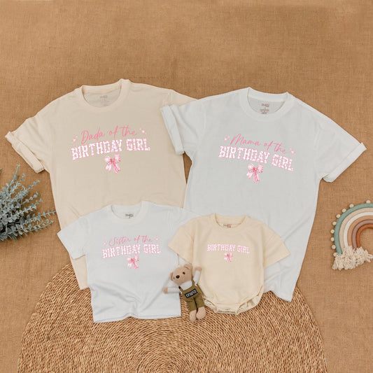 Matching Pink Bow Birthday Family Shirts: Mama, Dada, Sister & Birthday Girl Outfits! 1st Bday Party Gift