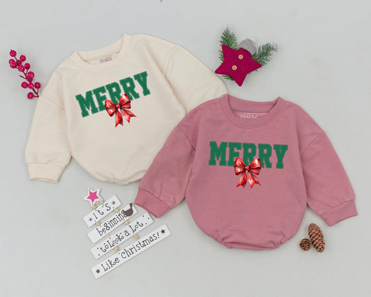 Festive Bow Romper: Newborn Holiday Outfit & Baby Shower Gift