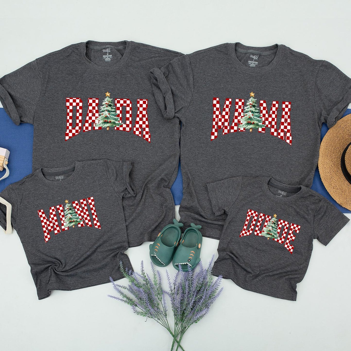 Matching Checkered Christmas Shirts: Family, Baby & Mommy Styles