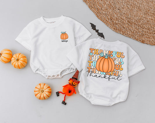 Personalized Baby Romper: First Thanksgiving Fall Outfit