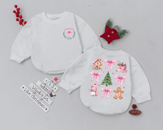 First Christmas Romper: Retro Baby Bodysuit & Shower Gift Set