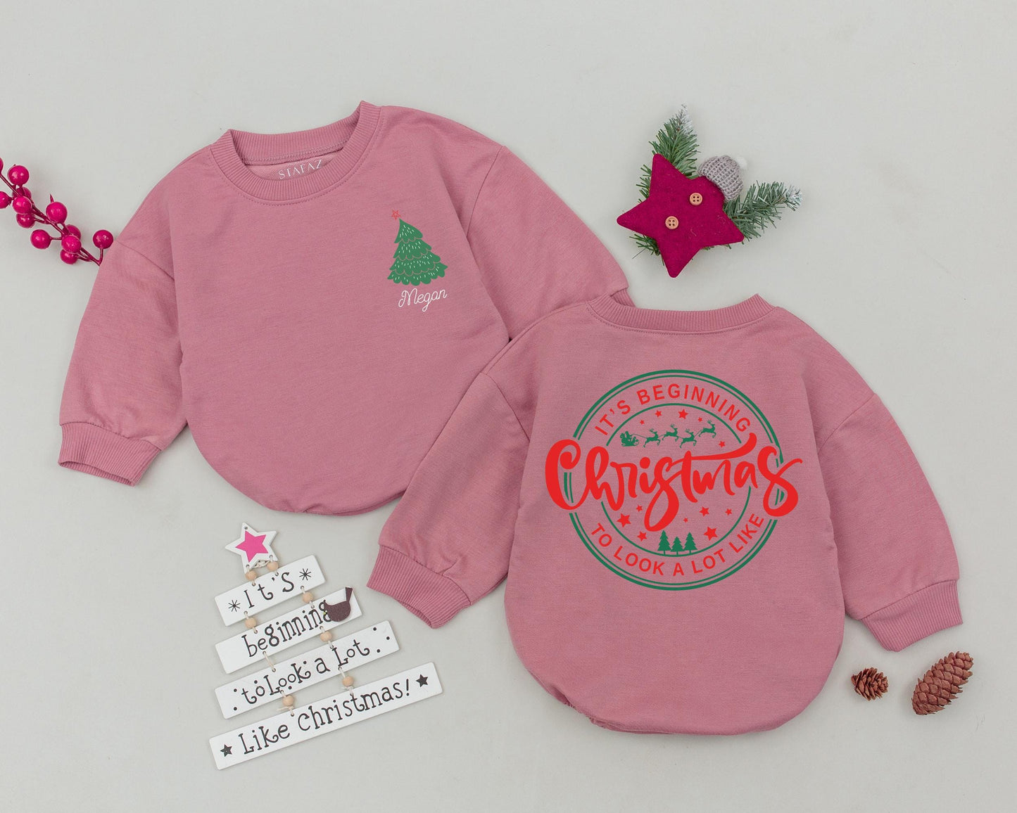 Custom Name Bubble Romper - First Christmas Baby Outfit Gift