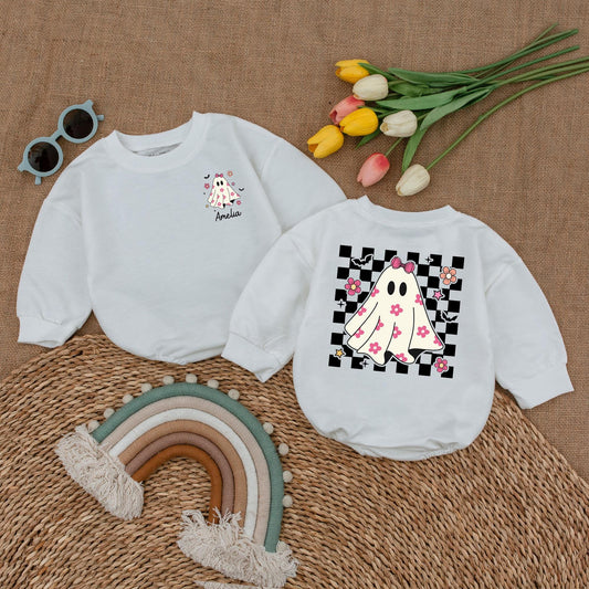 Personalized Boo Baby Romper: First Halloween Outfit for Girls