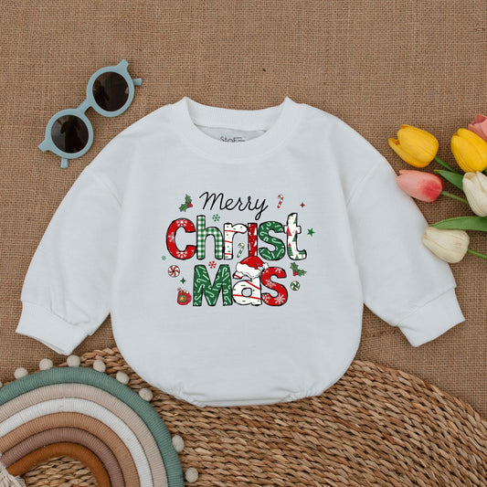 First Christmas Vintage Baby Romper, Xmas Bodysuit, Retro Outfit