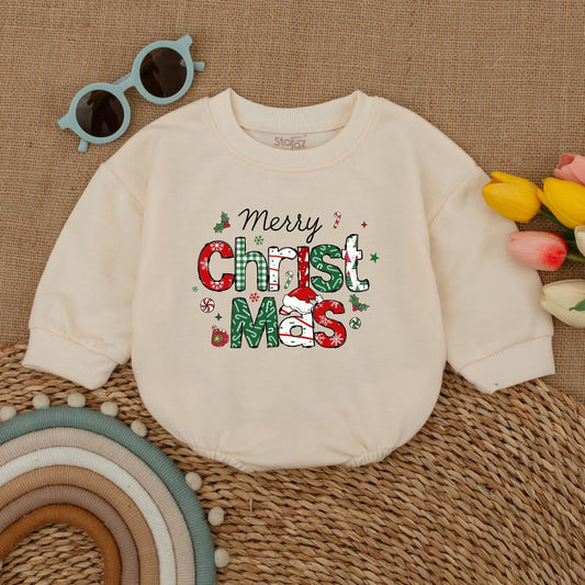 First Christmas Vintage Baby Romper, Xmas Bodysuit, Retro Outfit