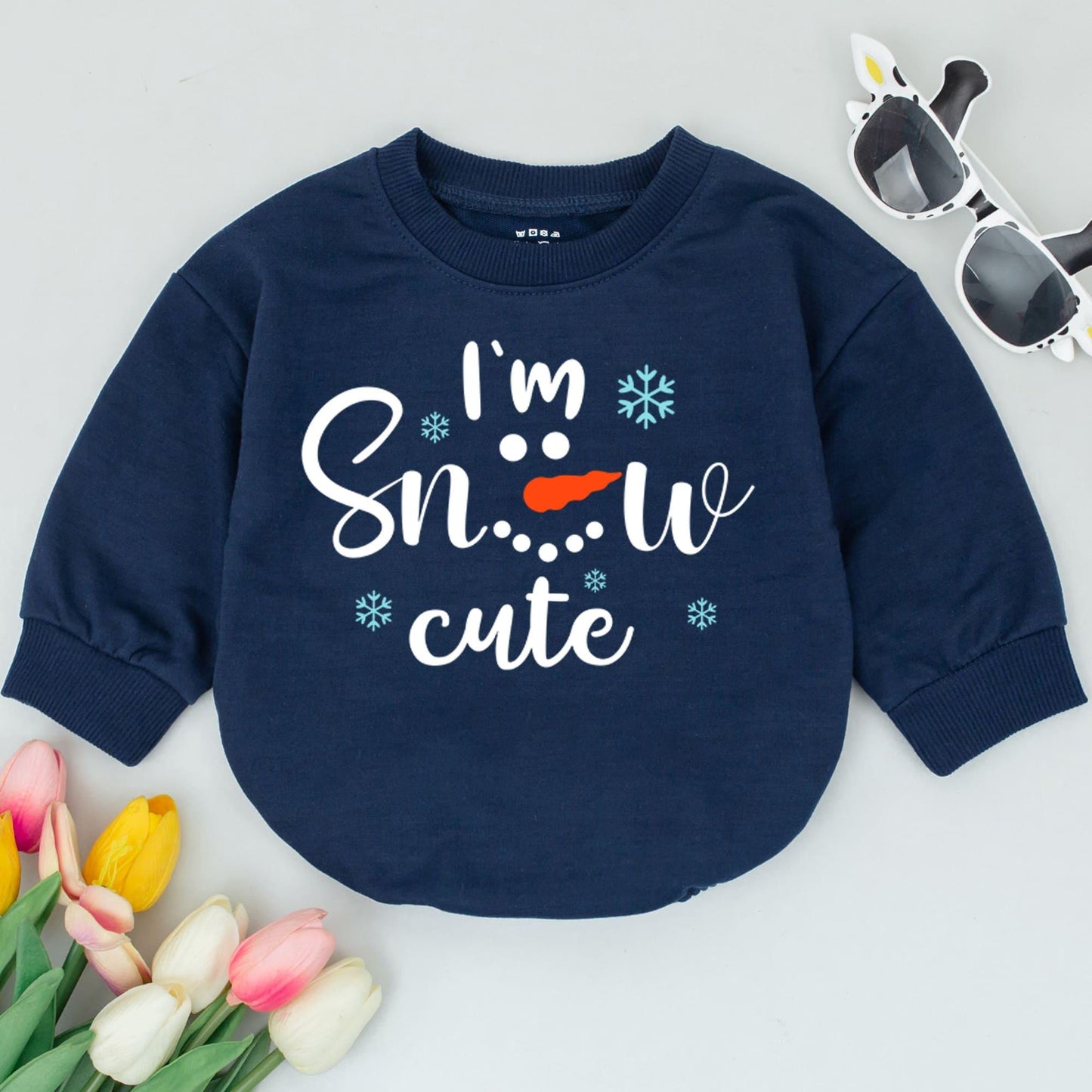 Snow Cute Baby Romper - Punny Holiday Outfit Christmas Gift