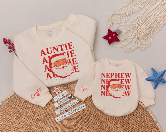 Aunt & Nephew Christmas Sweatshirts, Matching Family Holiday Shirts