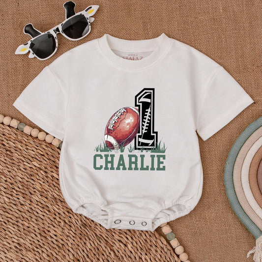 Football 1st Birthday Romper, Personalized Baby Outfit, Gift Idea
