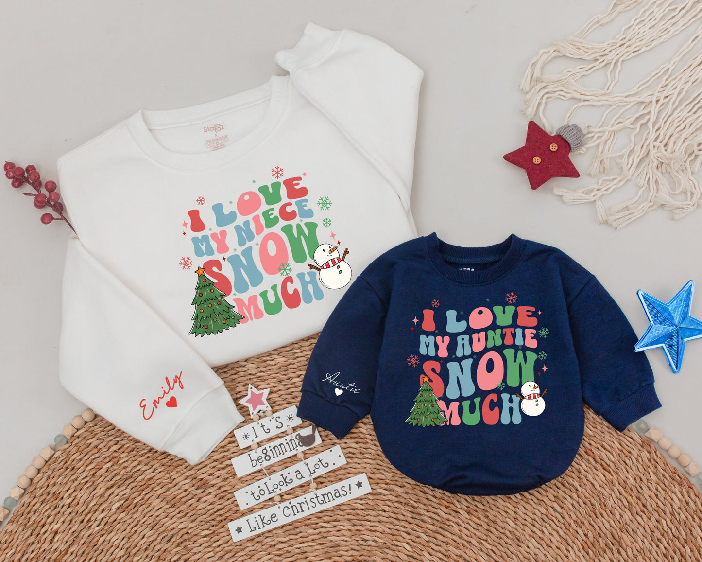Matching Auntie & Niece "Snow Much" Christmas Sweatshirt Gift