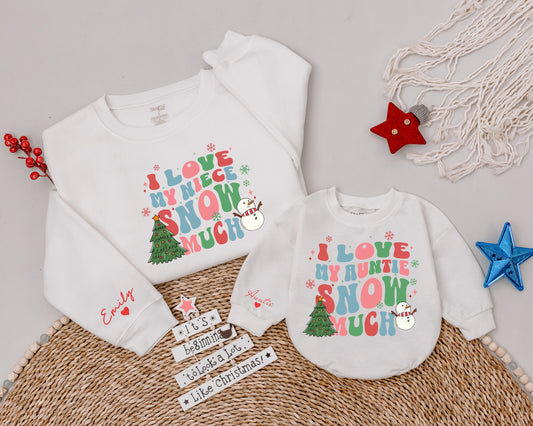 Matching Auntie & Niece "Snow Much" Christmas Sweatshirt Gift