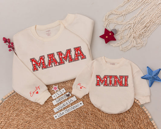 Matching Family Claus Christmas Sweaters for Mom and Baby