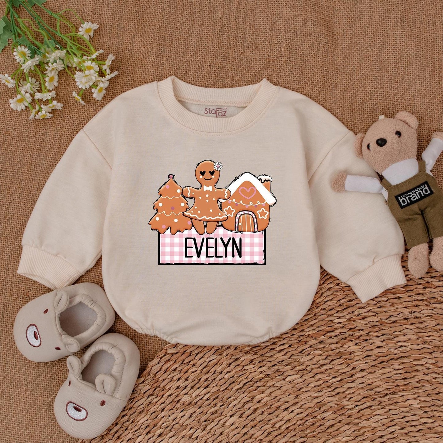 Custom Christmas Baby Romper, 1st Xmas Bodysuit, Personalized Gift