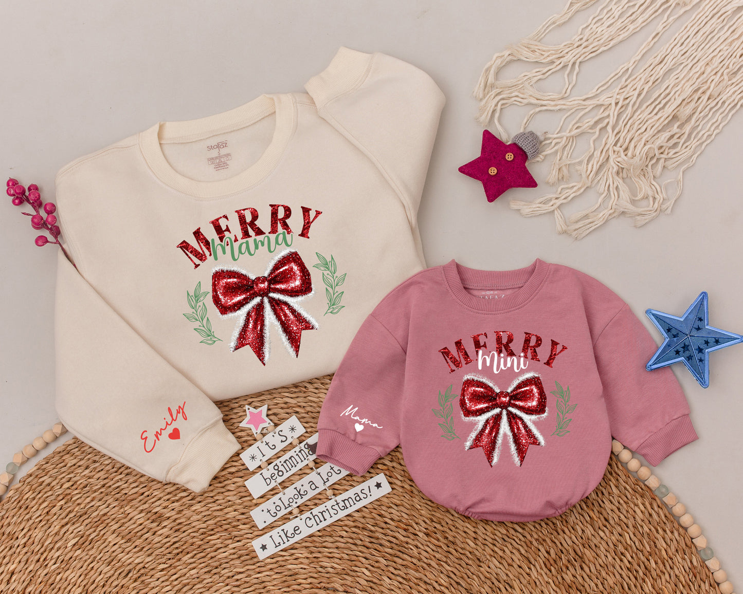 Mama & Mini Matching Christmas Sweatshirts, Family Holiday Outfits