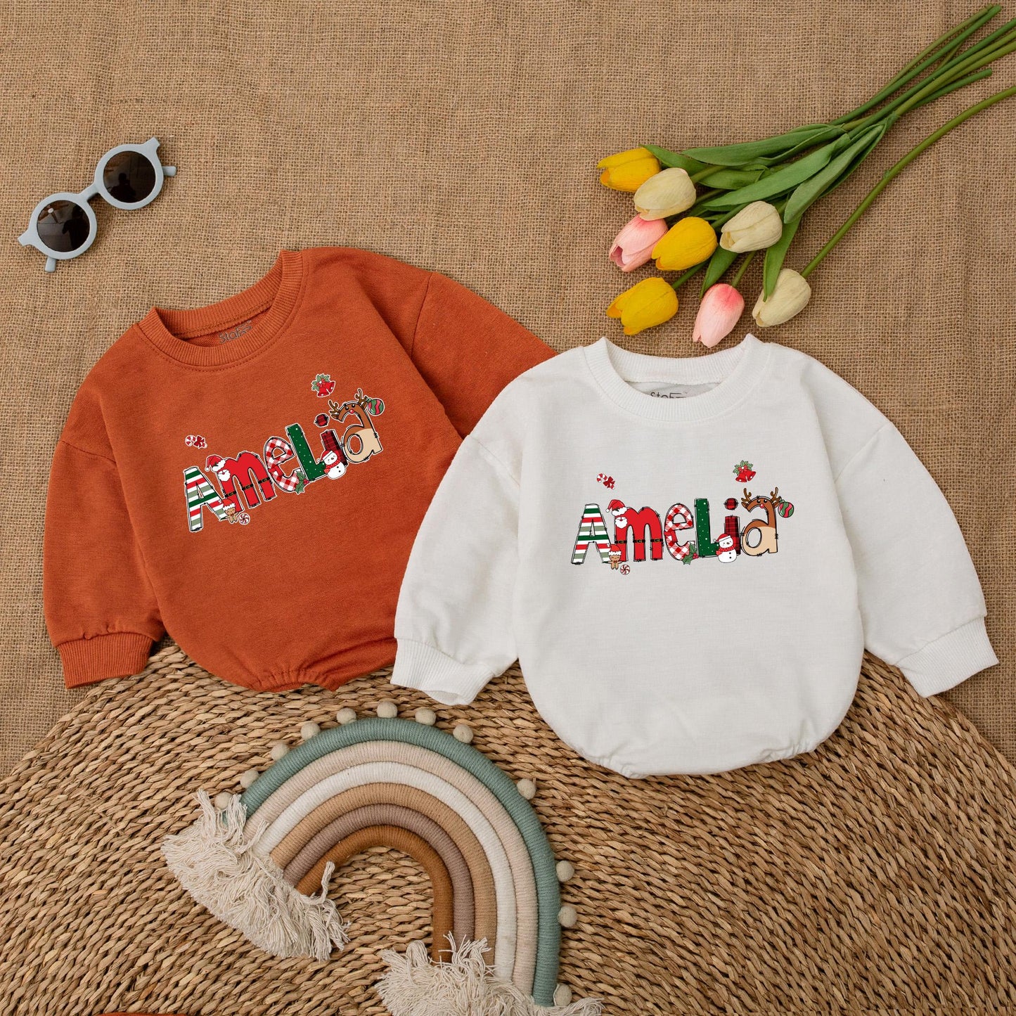 Personalized Christmas Baby Romper: First Xmas Bodysuit Outfit