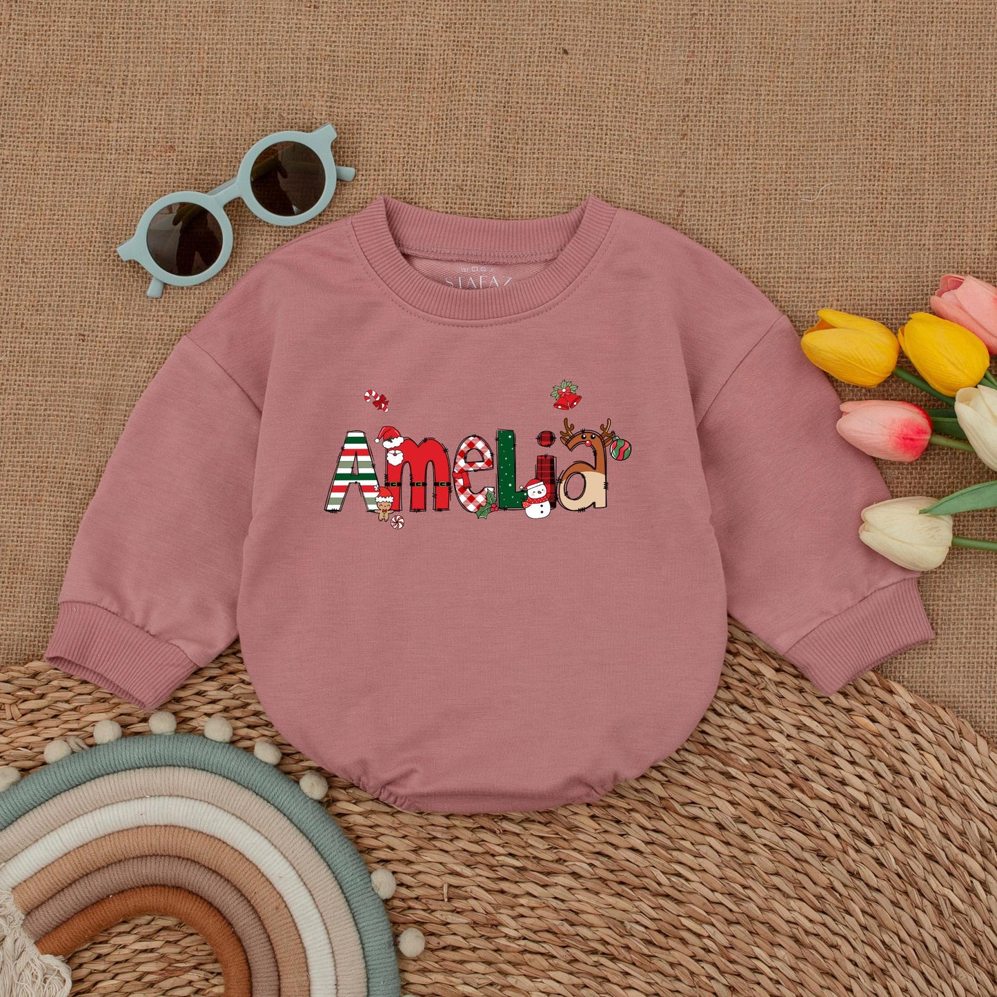 Personalized Christmas Baby Romper: First Xmas Bodysuit Outfit