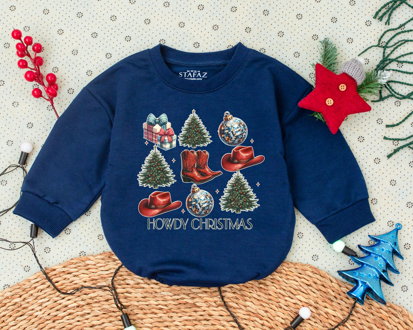 Western Christmas Romper, Baby Outfit, Toddler Holiday Clothes
