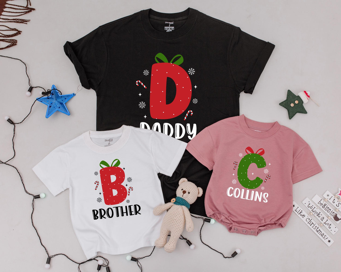 Custom Christmas Family Tees: Monogrammed Vintage Matching Outfits