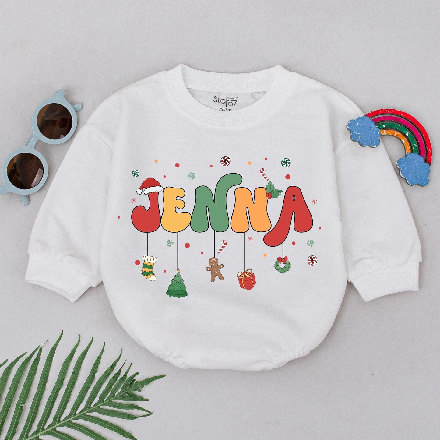 Custom Name Christmas Romper – Baby's 1st Xmas Outfit & Gift