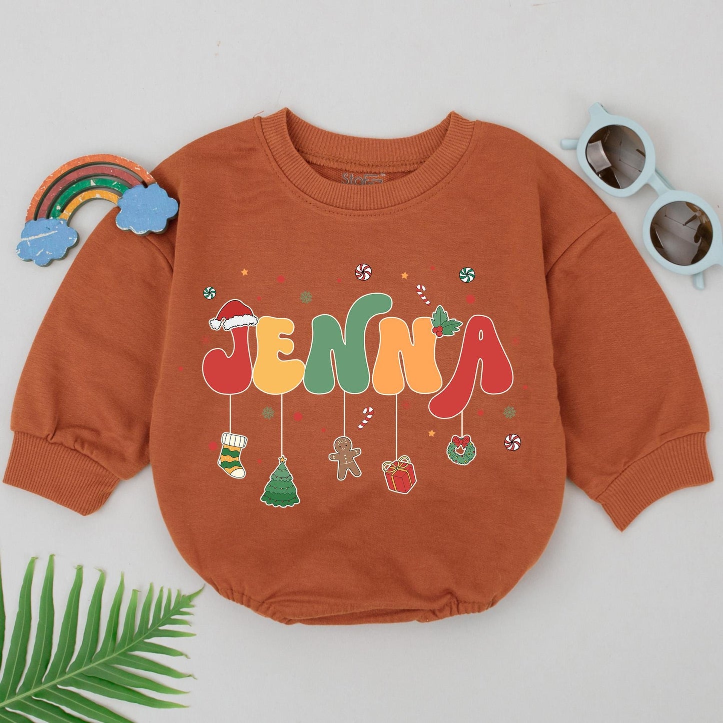 Custom Name Christmas Romper – Baby's 1st Xmas Outfit & Gift