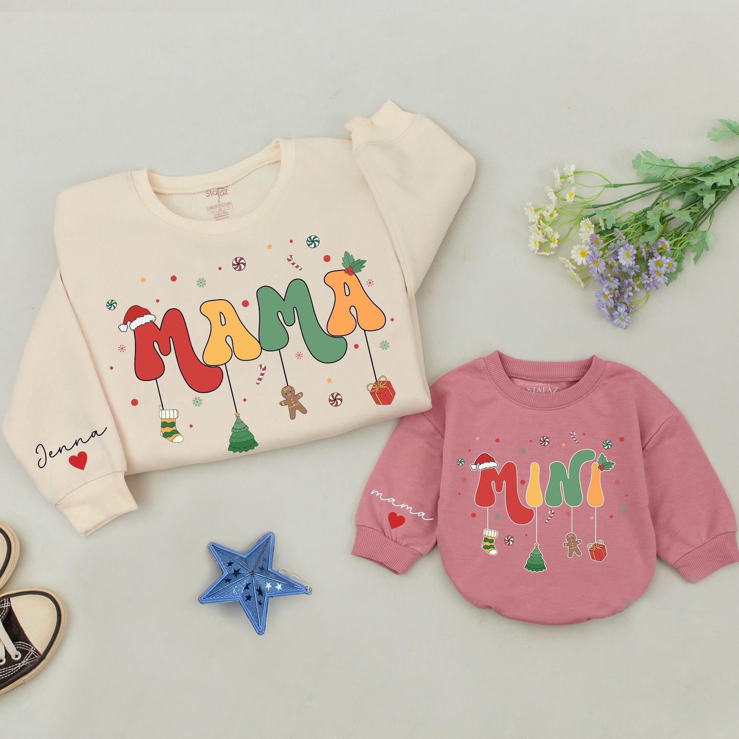 Matching Family Christmas Sweaters - Mama and Mini Festive Outfits