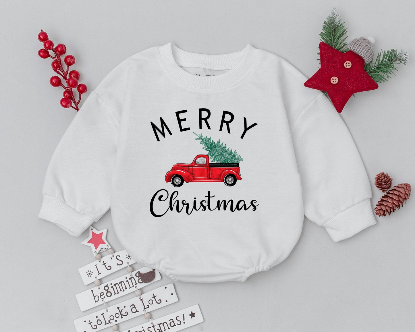 Vintage Christmas Romper, First Holiday Baby Outfit, Custom Gift