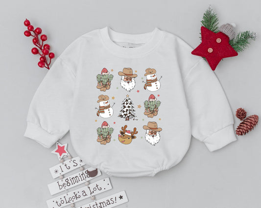 1st Christmas Baby Outfit: Western Romper & Vintage Cowboy Style