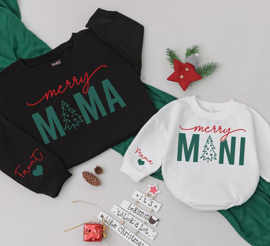 Matching Mom and Baby Christmas Outfit, Personalized Sweaters Set