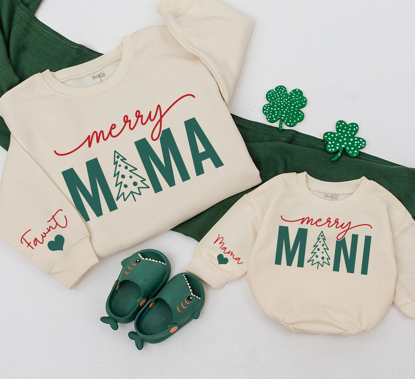Matching Mom and Baby Christmas Outfit, Personalized Sweaters Set