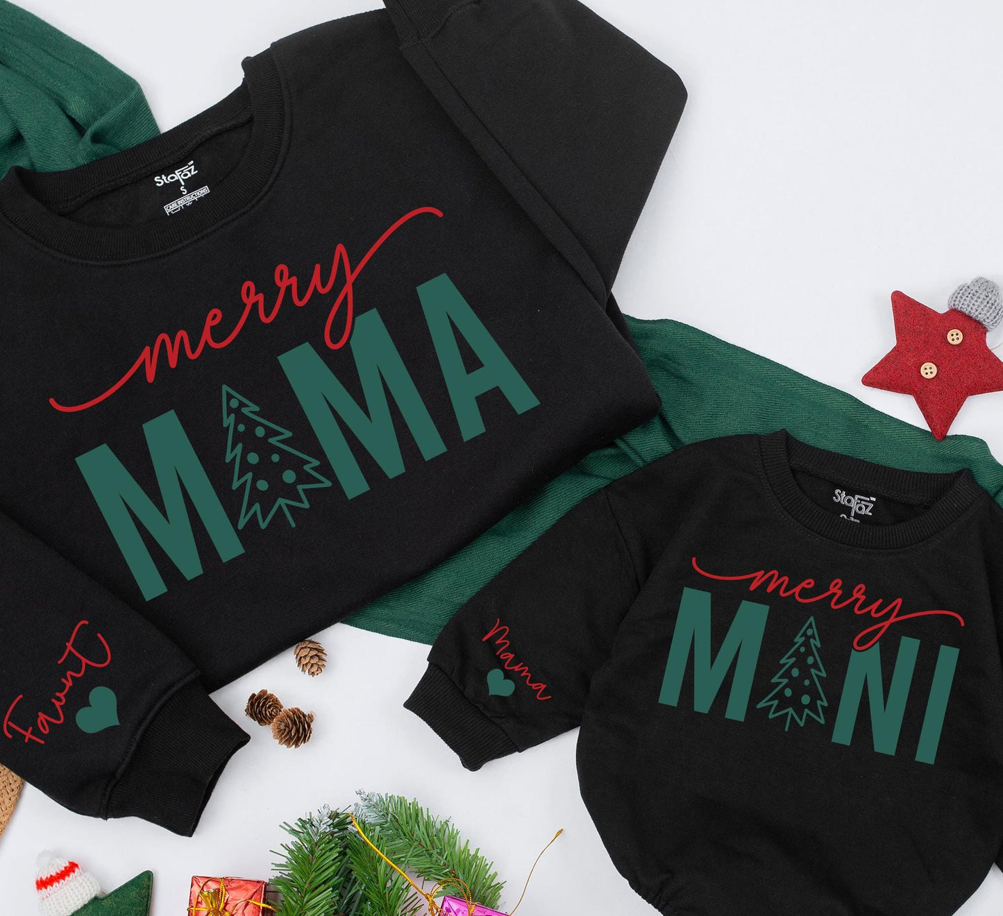 Matching Mom and Baby Christmas Outfit, Personalized Sweaters Set