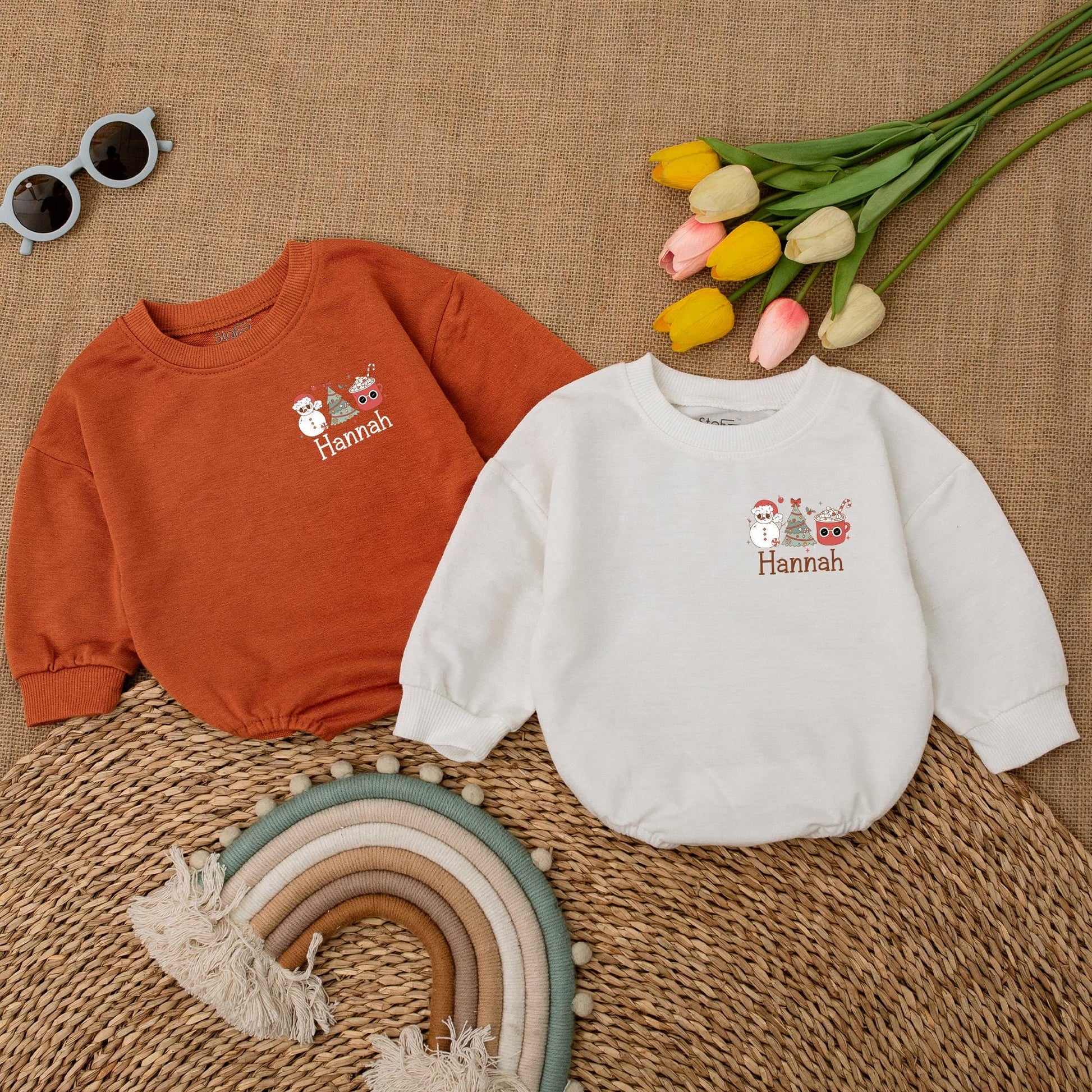 Groovy Retro Christmas Romper - Newborn's 1st Festive Bodysuit