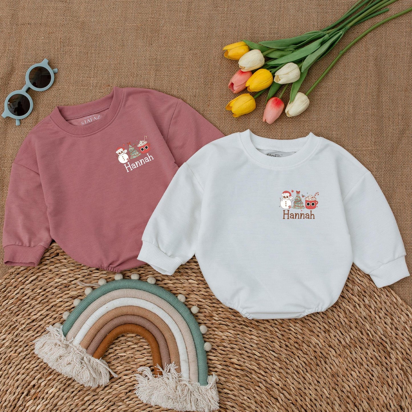 Groovy Retro Christmas Romper - Newborn's 1st Festive Bodysuit