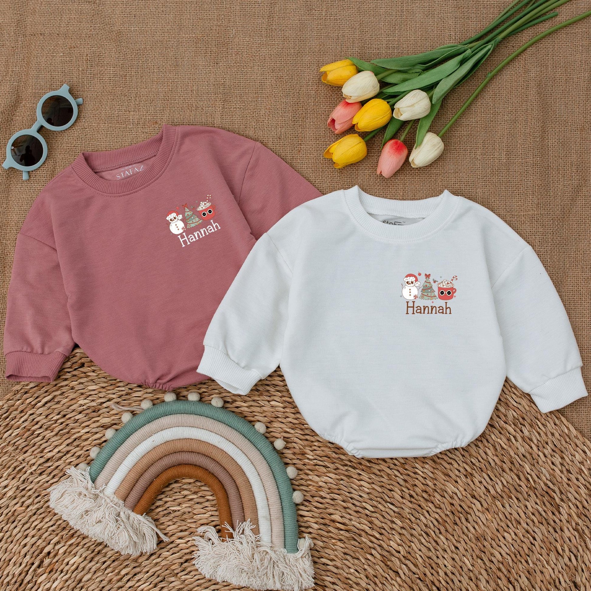 Groovy Retro Christmas Romper - Newborn's 1st Festive Bodysuit