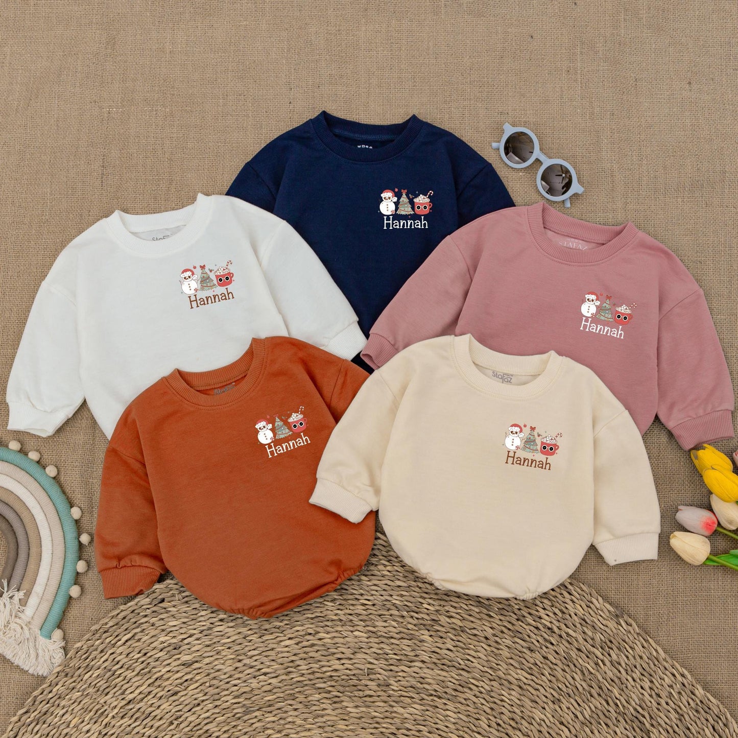 Groovy Retro Christmas Romper - Newborn's 1st Festive Bodysuit