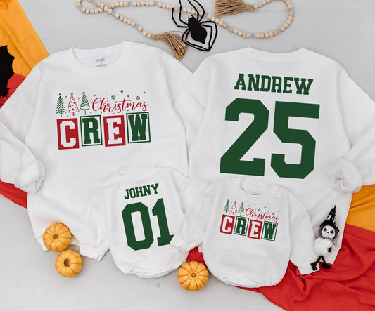 Matching Family Christmas Sweatshirts & Personalized Baby Rompers