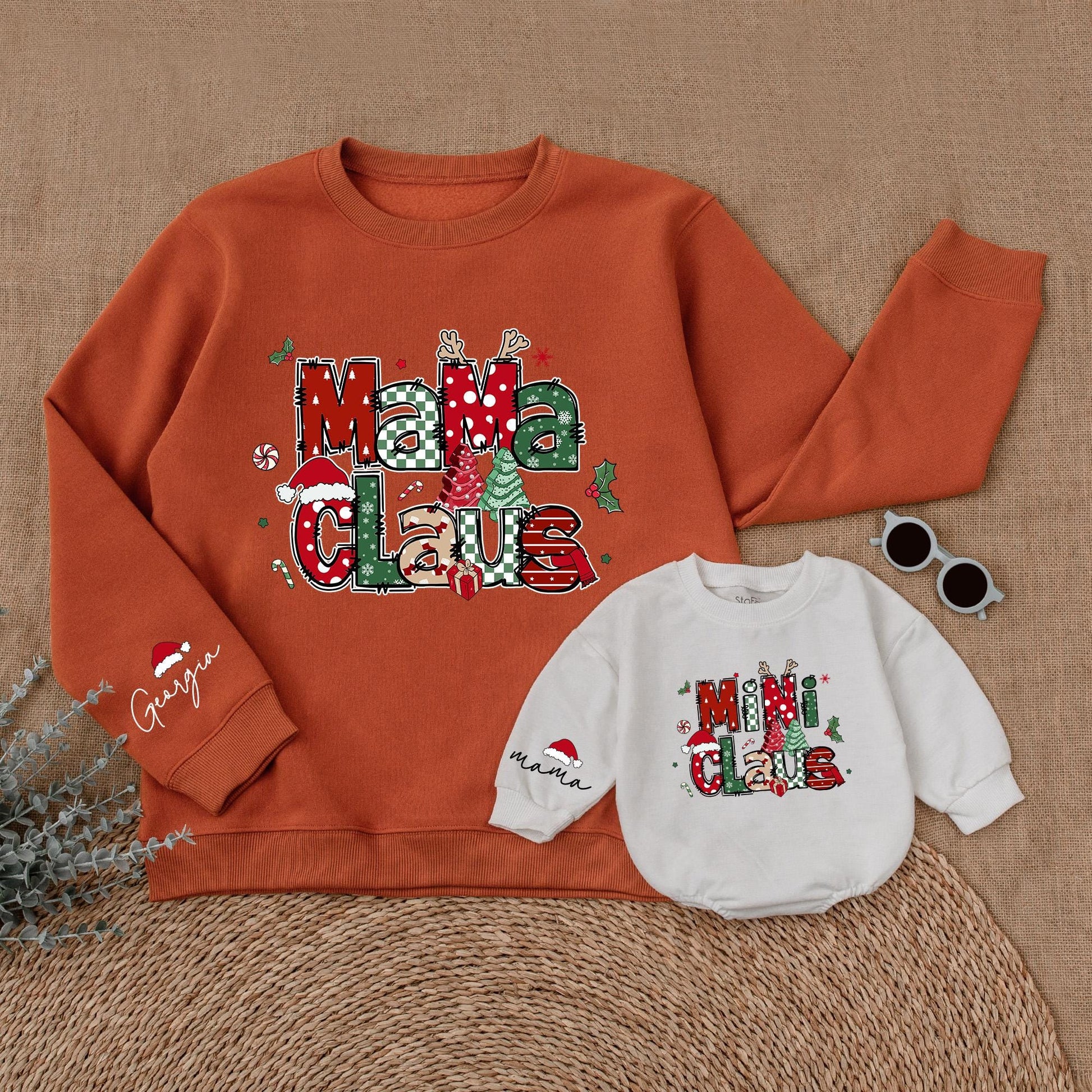 Mama & Mini Claus Sweatshirts, Mommy & Me Christmas Outfits