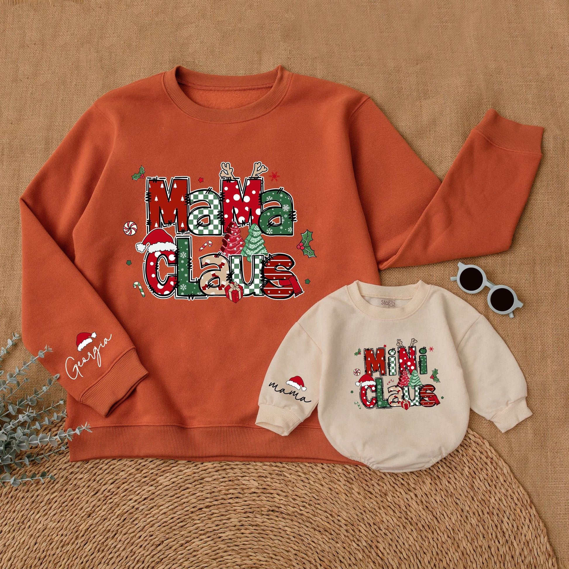 Mama & Mini Claus Sweatshirts, Mommy & Me Christmas Outfits