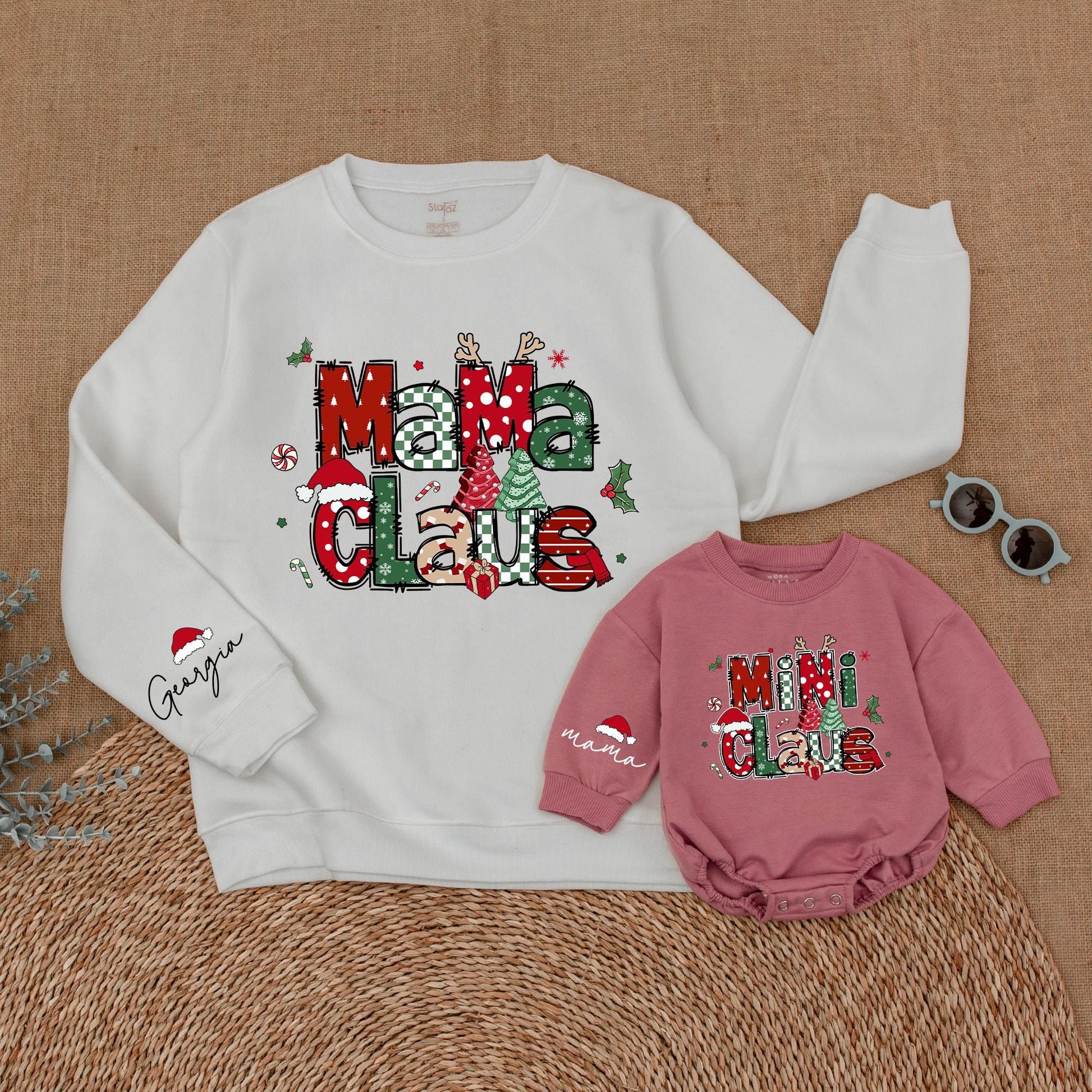 Mama & Mini Claus Sweatshirts, Mommy & Me Christmas Outfits