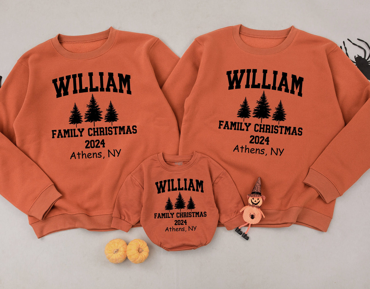 Matching Retro Christmas Sweaters for Family, Personalized Names