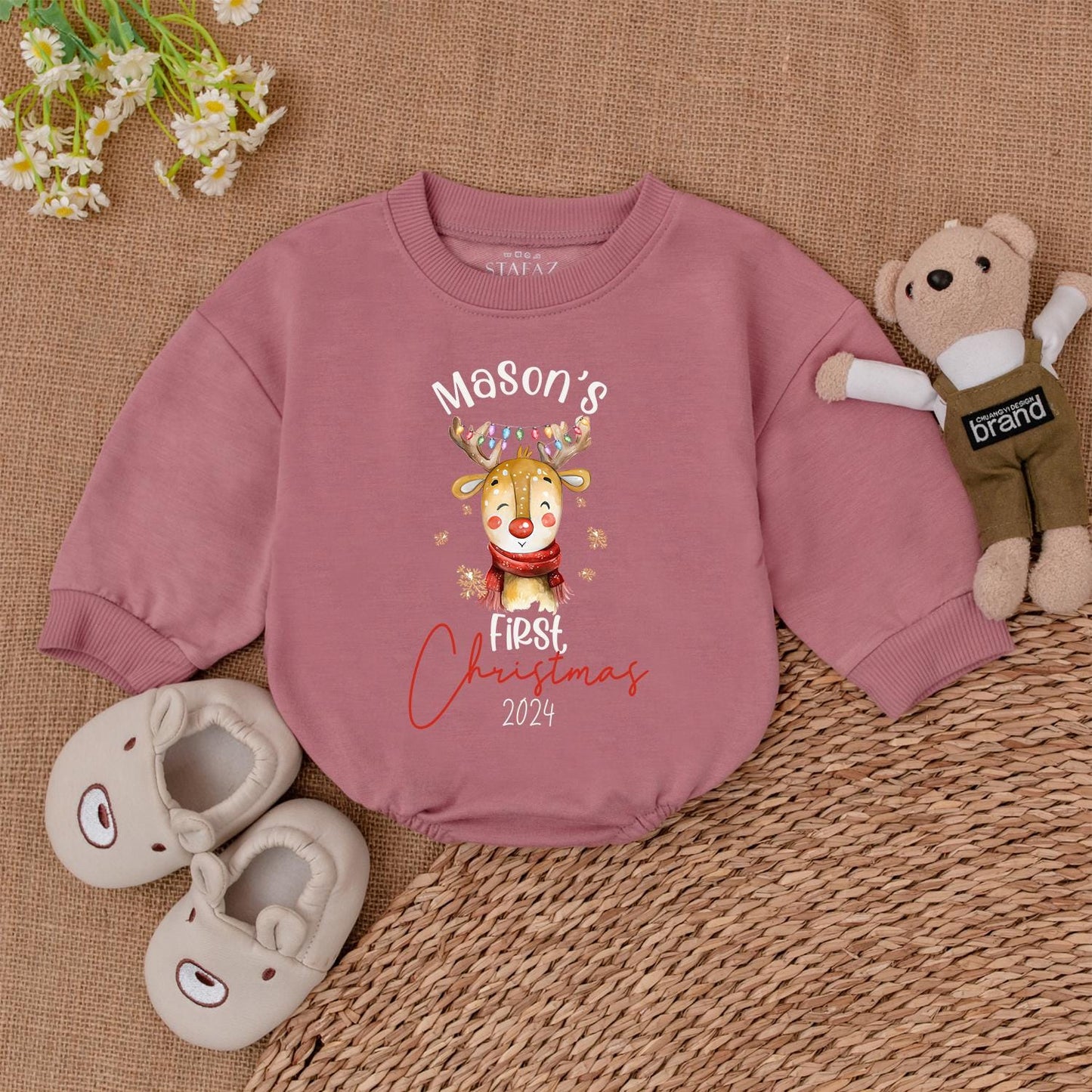 Baby's 1st Christmas Romper: Personalized Holiday Bodysuit Gift