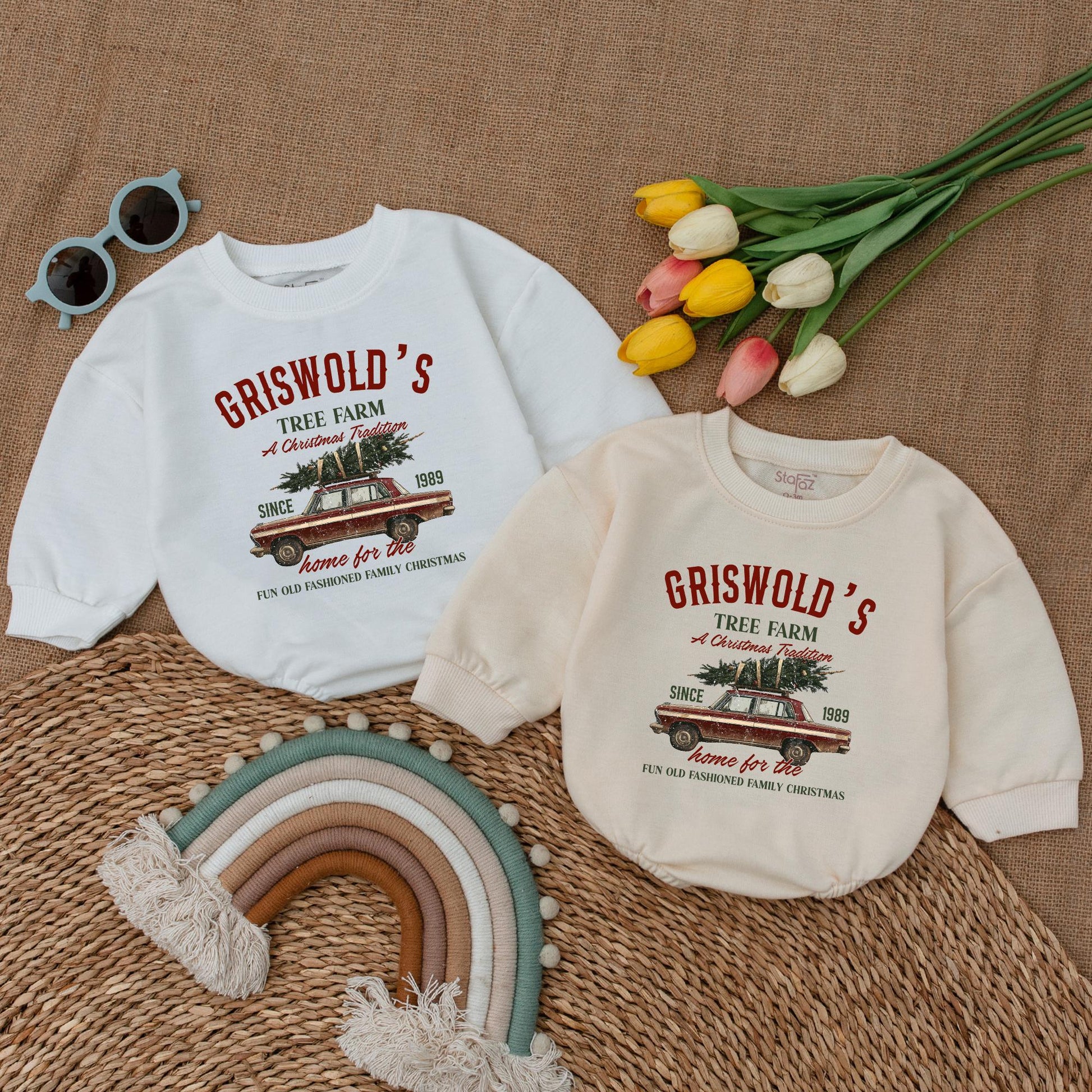 First Christmas Retro Baby Romper, Holiday Bodysuit for Newborns