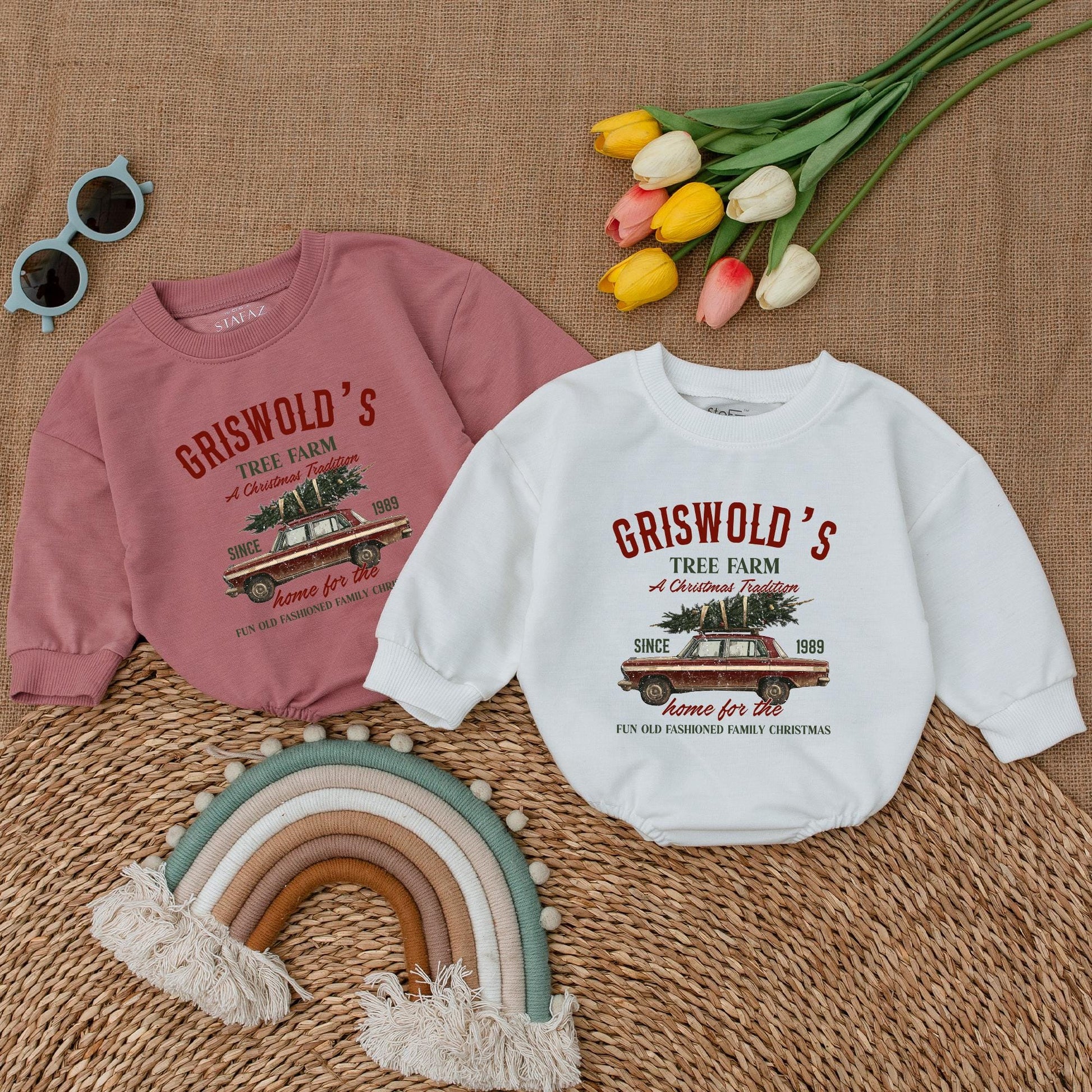 First Christmas Retro Baby Romper, Holiday Bodysuit for Newborns