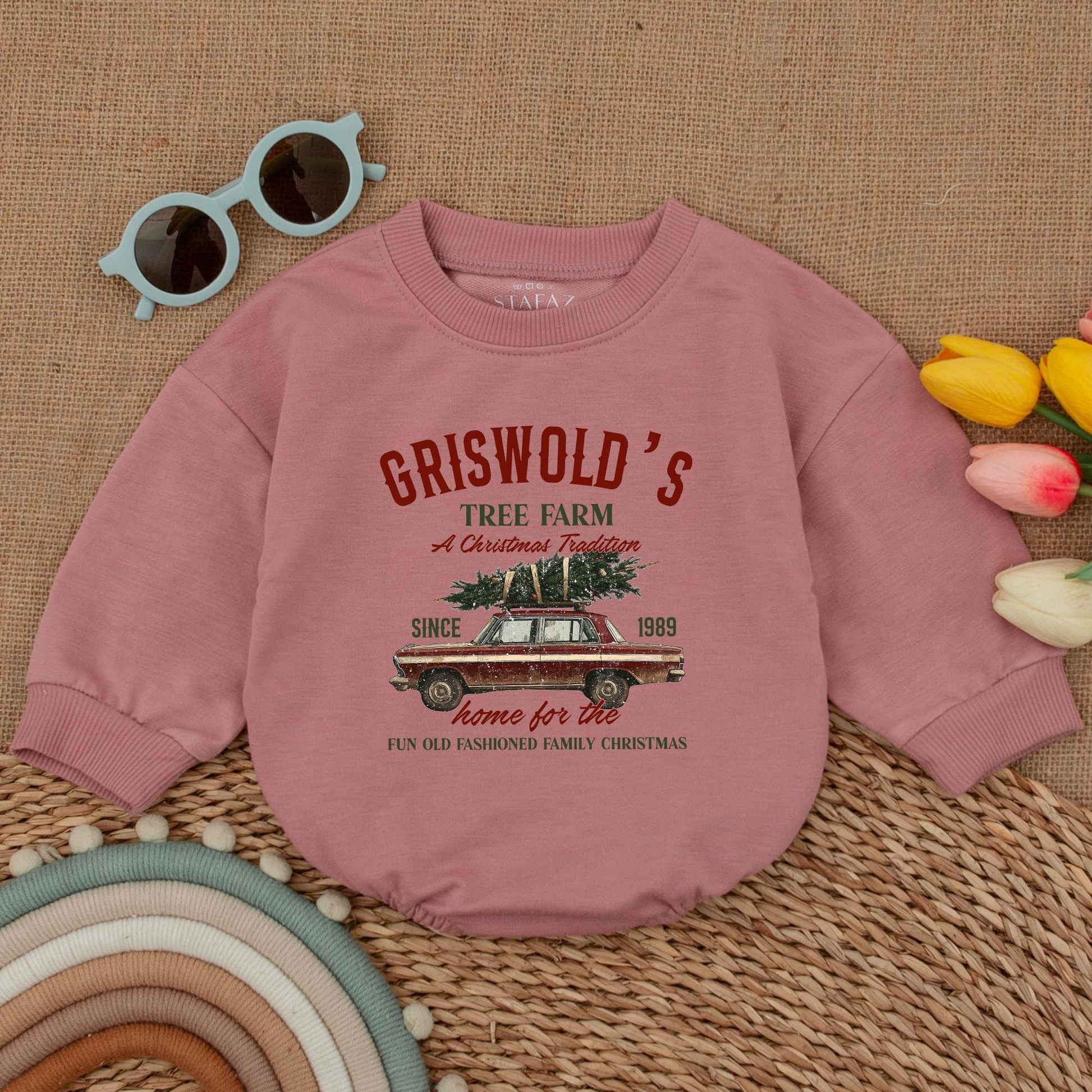 First Christmas Retro Baby Romper, Holiday Bodysuit for Newborns