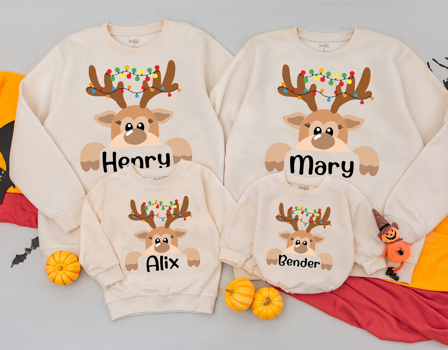 Personalized Reindeer Family Christmas Sweatshirts: Custom & Funny Gift