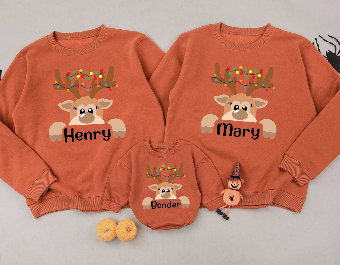 Personalized Reindeer Family Christmas Sweatshirts: Custom & Funny Gift