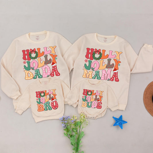 Festive Family Christmas Sweatshirts: Holly Jolly & Mommy and Me