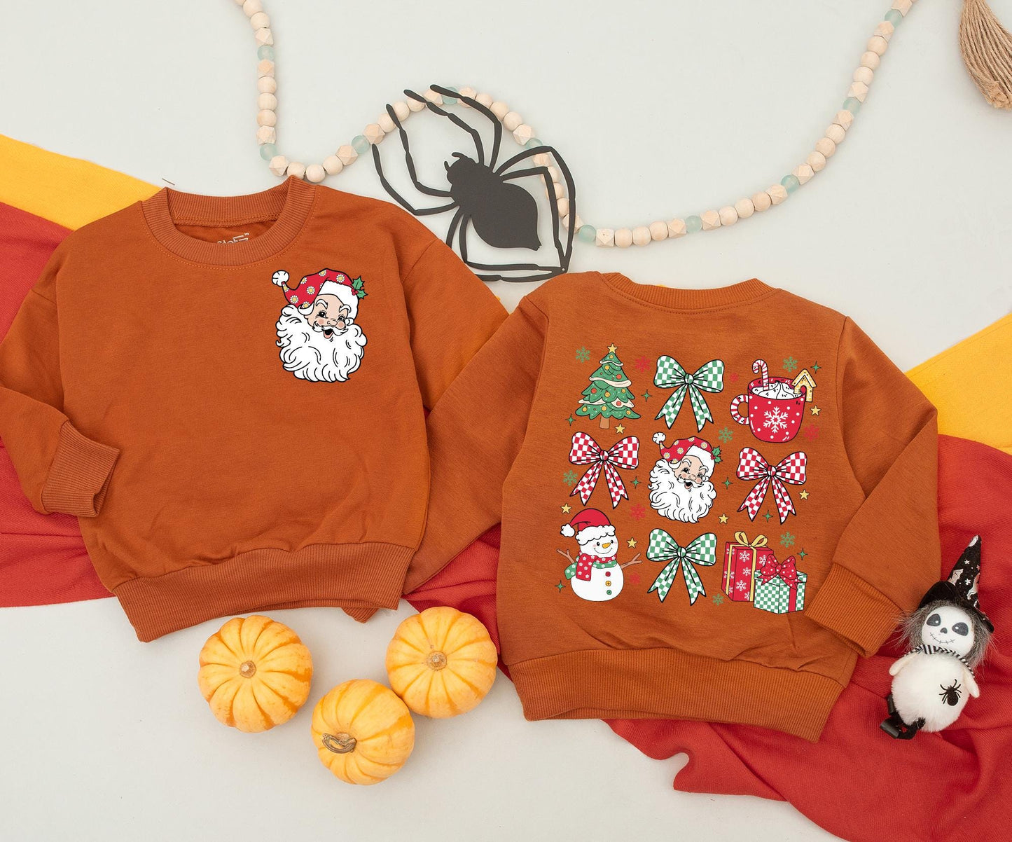 Retro Santa Christmas Sweatshirt Baby Toddler Outfit: Vintage Holiday Graphic, 2-Sided Design, Xmas Gift for Newborns, Cute Xmas Clothing