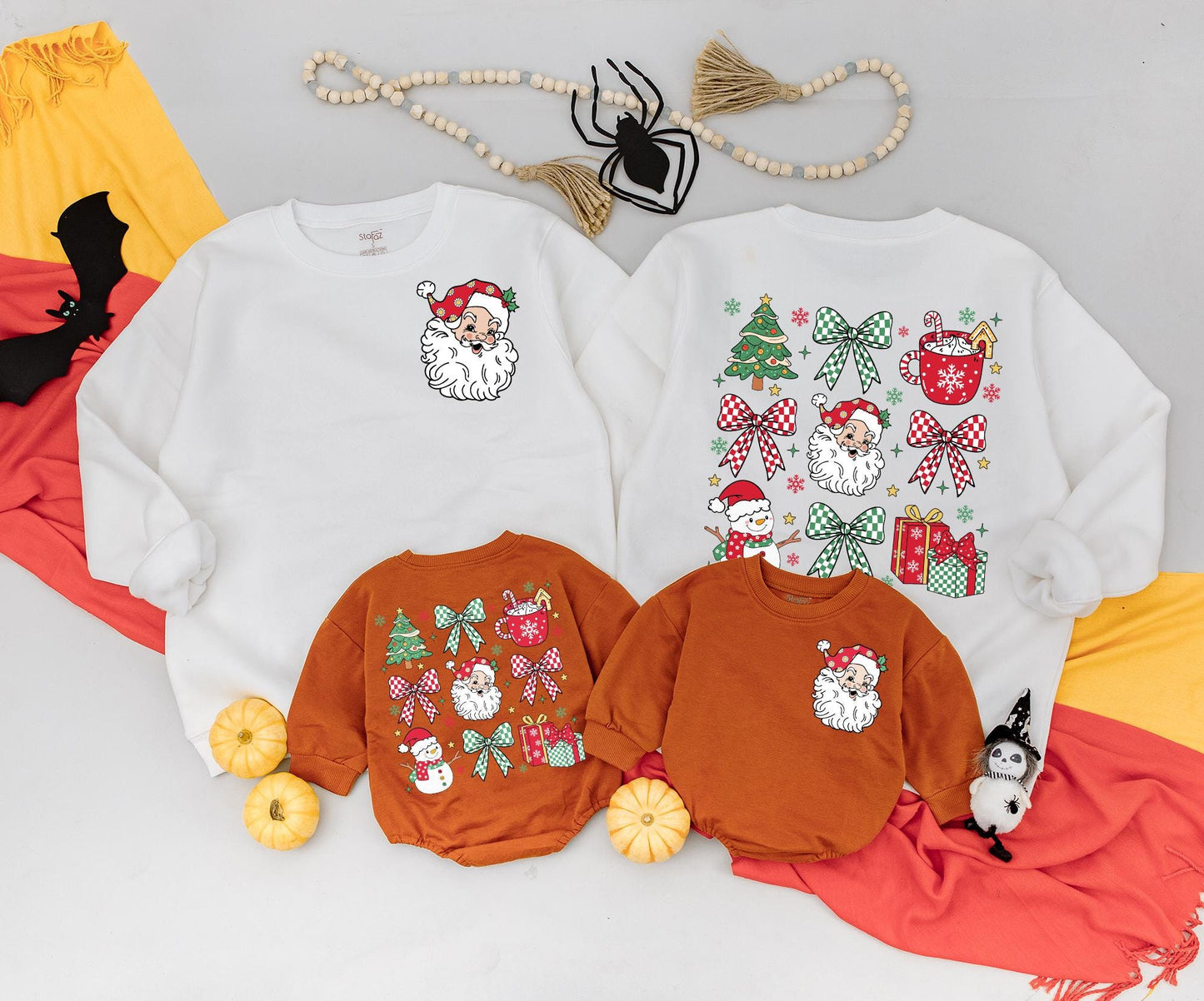 Retro Santa Christmas Sweatshirt Baby Toddler Outfit: Vintage Holiday Graphic, 2-Sided Design, Xmas Gift for Newborns, Cute Xmas Clothing